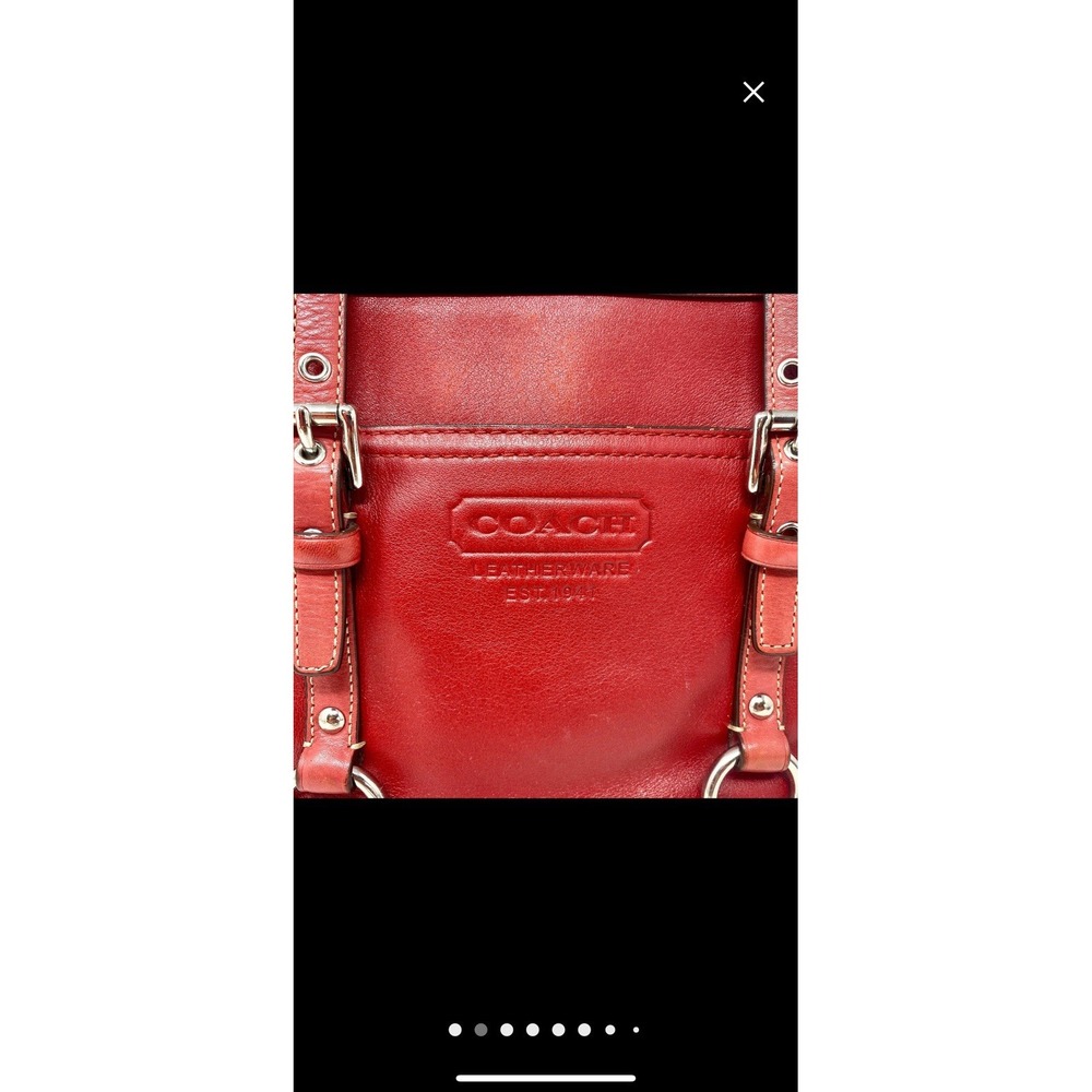 VINTAGE COACH Red Leather Gallery East West Tote Handbag Satchel Purse F12343 - Picture 10 of 11